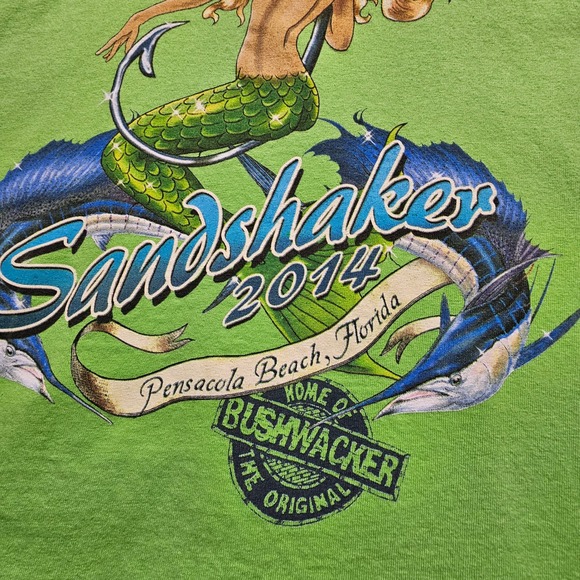 Gildan Ultra Cotton Sandshaker 2014 Mermaid Fishing Graphic T Shirt Mens 3XL - Picture 5 of 9